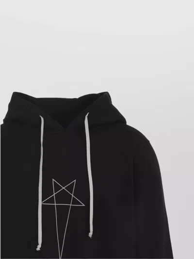 Rick Owens Drkshdw Graphic Print Oversized Hoodie Drawstring In Black