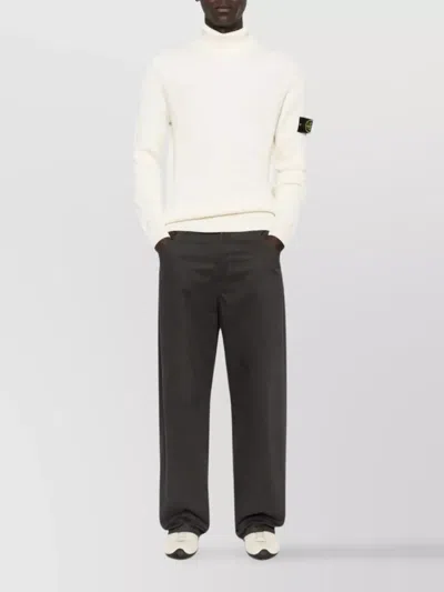 Stone Island Ribbed Wool Turtleneck Sweater Regular Fit In Neutral