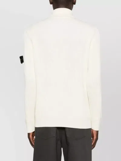 Stone Island Ribbed Wool Turtleneck Sweater Regular Fit In Neutral