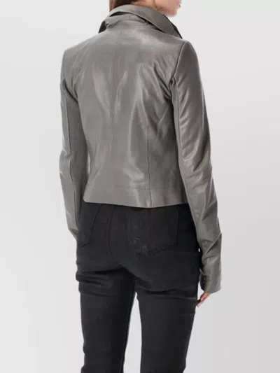 Rick Owens Biker Jacket With Long Sleeves And Collar In Gray