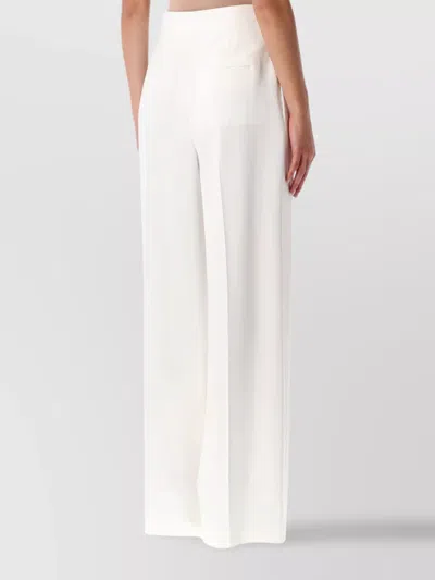 Alberta Ferretti Pantalone Dalla Gamba Ampia In Crepe Stretch Bianco  Donna In White