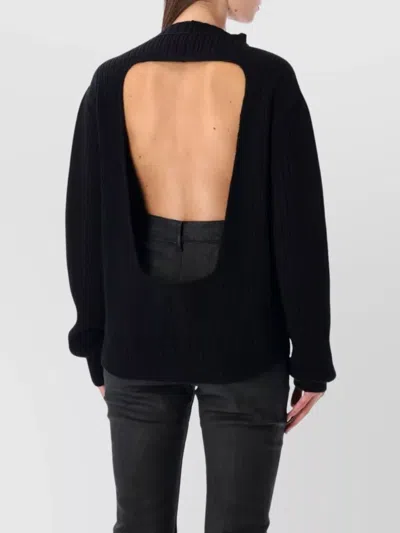 Rick Owens Knitwear With Long Sleeves And Open Back In Black