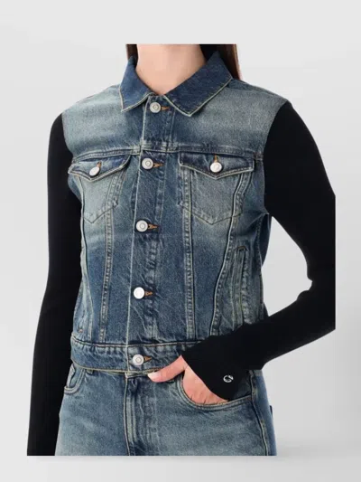 Coperni Hybrid Denim And Knit Jacket In Multi
