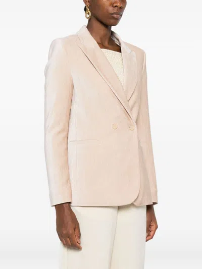Forte Forte Double-breasted Velvet Jacket Featuring Pockets In Pink