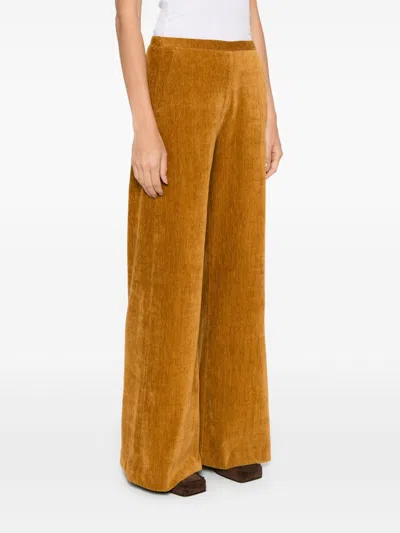 Forte Forte Double Velvet High Waist Pants In Brown