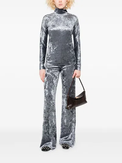 Forte Forte Women Velvet High-waisted Trousers In Gray