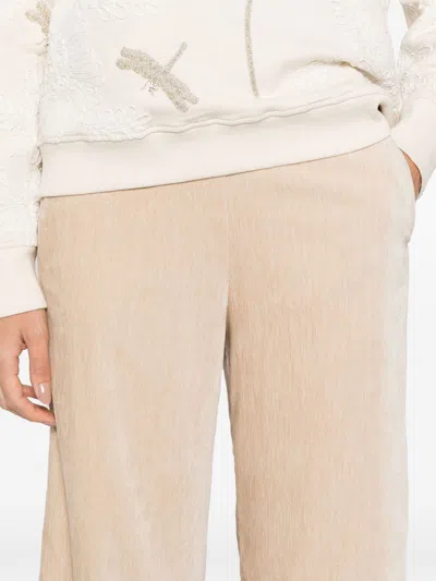 Forte Forte High-waisted Wide Leg Velvet Trousers In Nude
