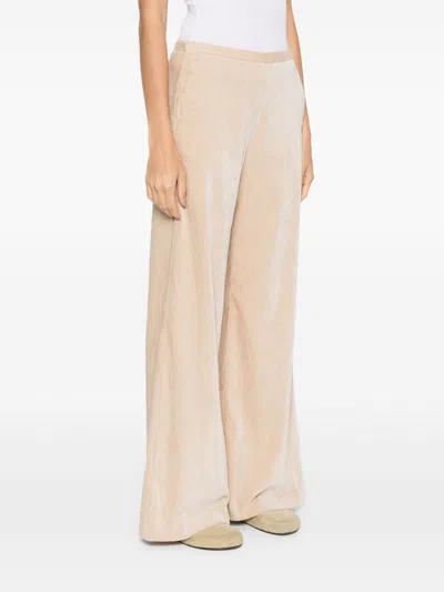 Forte Forte High-waisted Wide Leg Velvet Trousers In Nude