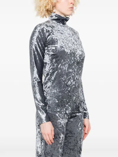 Forte Forte Women Velvet Turtle-neck Sweater In Gray