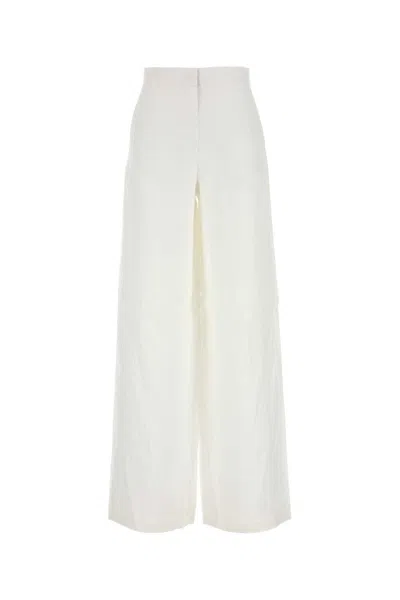 Mm Studio White Linen Garibo Wide-leg Pant In White