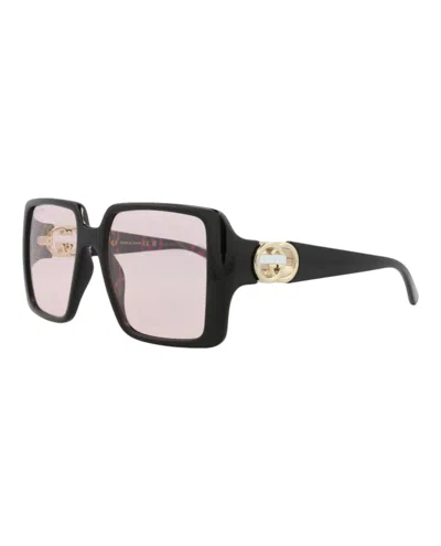Pre-owned Gucci Women's  Squareframe Injection Sunglasses In Black Black Pink (gg1692s/30015482/006)