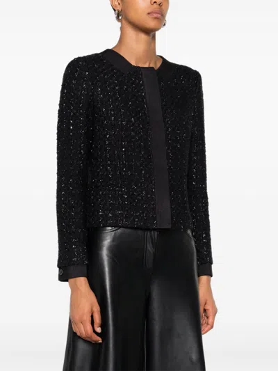 Emporio Armani Wool Blend Blazer Jacket In Black