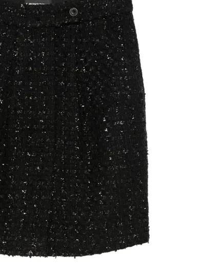 Emporio Armani Wool Blend Mini Skirt In Black