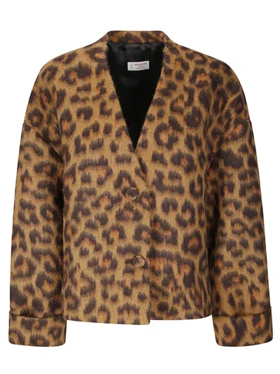 Alberto Biani Leopard-print Button Jacket In Animal Print