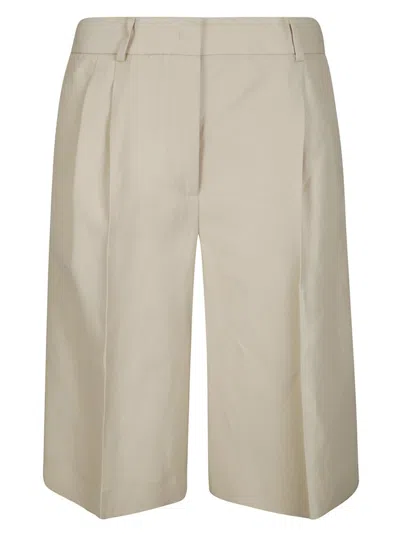 Alberto Biani Soft Linen Blend Shorts With Front Hook In Brown