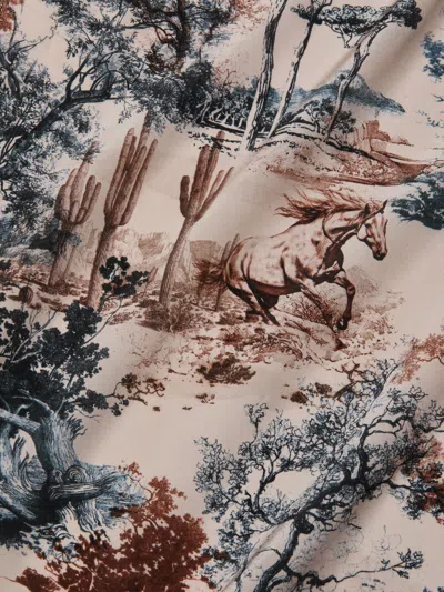 L'agence Cameron Silk Shirt Dress In Tan Multi Western Toile In Multi