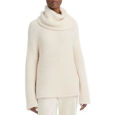 Vince Womens Oversized Alpaca Turtleneck Sweater In White