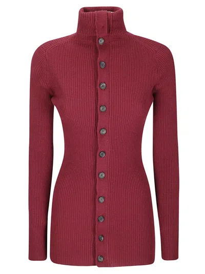 Yohji Yamamoto Ribbed High-neck Sweater In Pink