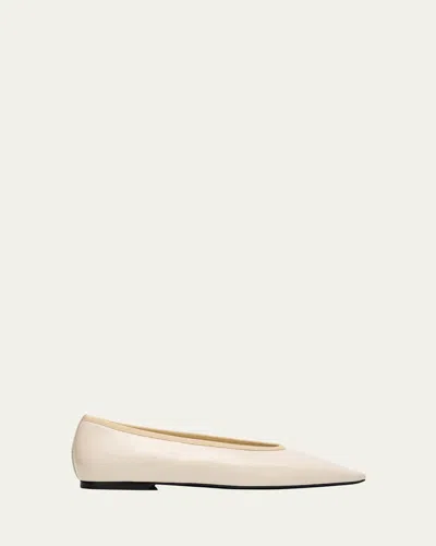 Totême Minimalist Croc-embossed Patent Leather Ballerina Flats In Neutral