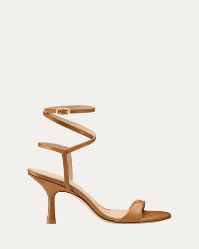 Stuart Weitzman Nudist Leather Ankle-wrap Sandals In Brown