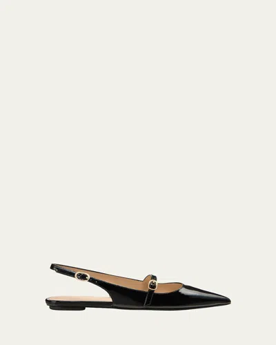 Stuart Weitzman Emilia Patent Mary Jane Slingback Ballerina Flats In Black
