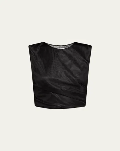 Frame The Mesh Twist Tank Top In Black