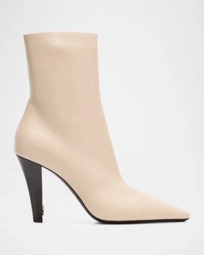 Saint Laurent Jill Booties In Smooth Leather In Neutral