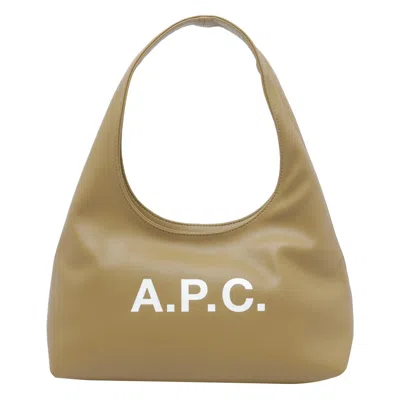 Apc Smooth Structured Shoulder Bag With Bold Logo In Green