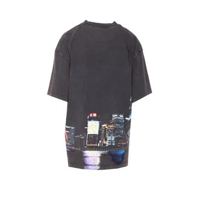 Alexander Wang Women T-shirt With Thermo-applied Rhinestones And Shanghai Skyline In Black