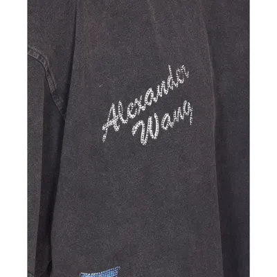 Alexander Wang Women T-shirt With Thermo-applied Rhinestones And Shanghai Skyline In Black