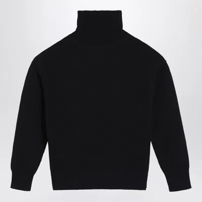 Ami Alexandre Mattiussi Ami Paris Black Turtleneck Ami De Coeur Sweater Men In Black