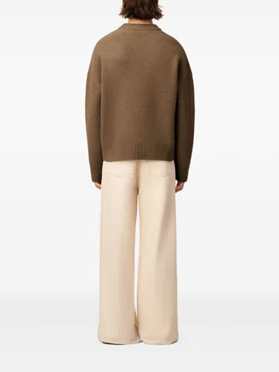 Ami Alexandre Mattiussi Brown Alpaca Ami De Coeur Crewneck Sweater Brown In Brown