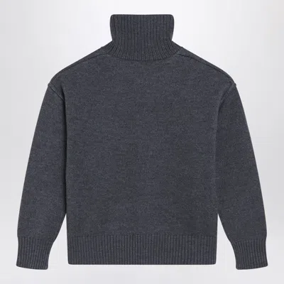 Ami Alexandre Mattiussi Ami Paris Turtleneck Sweater Ami De Coeur Grey Women In Black