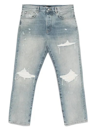 Amiri Jeans With Rips Antique Indigo In Blue