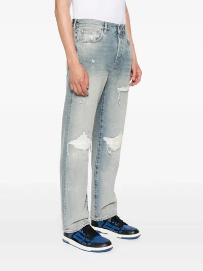 Amiri Jeans With Rips Antique Indigo In Blue