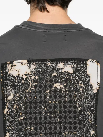 Amiri Men Cotton T-shirt With Embroidery In Gray