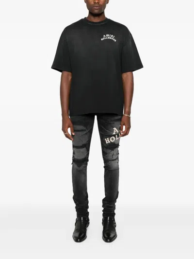 Amiri Hollywood Repaired Jean Distressed Skinny Jeans In Black