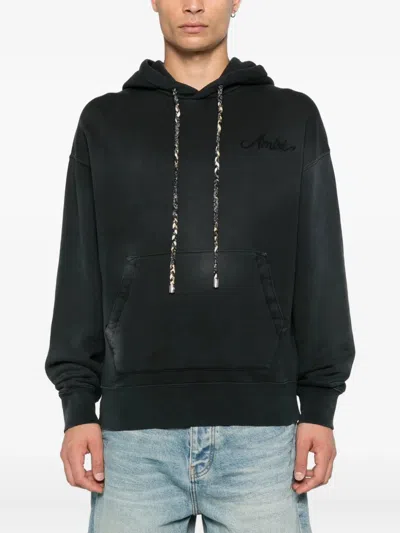 Amiri Men Hoodie With Embroidery And Drawstring In Black