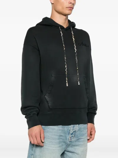 Amiri Men Hoodie With Embroidery And Drawstring In Black