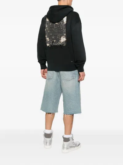 Amiri Men Hoodie With Embroidery And Drawstring In Black