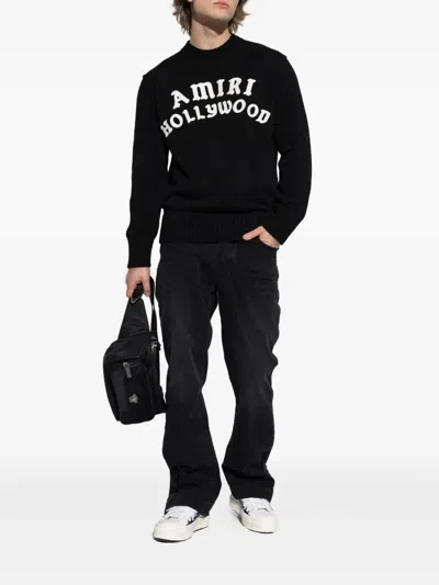 Amiri Hollywood Crew Neck Sweater In Black