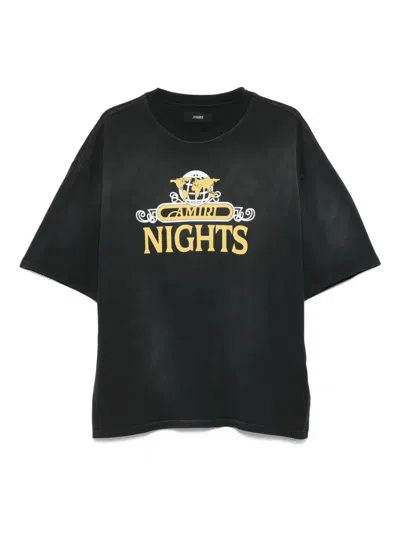 Amiri Night Graphic Print Crew Neck Short Sleeves In Black