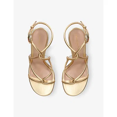 Gianvito Rossi Mamba 85 Metallic Leather Sandals In Gold