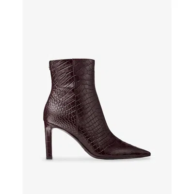 Jimmy Choo Croc-embossed Leather Ankle Boots With Pointed Toe In Brown