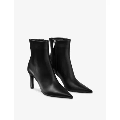 Jimmy Choo Pointed Toe High-heeled Ankle Boots In Black Calfskin Leather