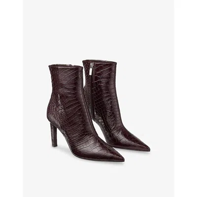 Jimmy Choo Croc-embossed Leather Ankle Boots With Pointed Toe In Brown