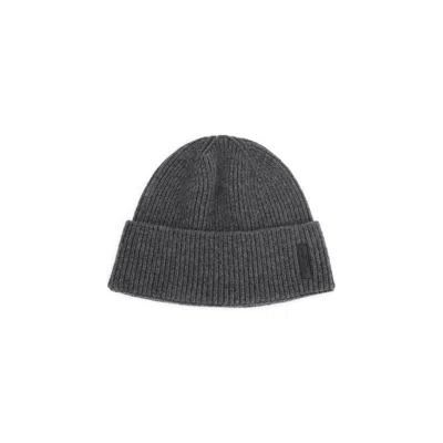 Giorgio Armani Ribbed Cashmere Beanie With Folded Cuff In Gray