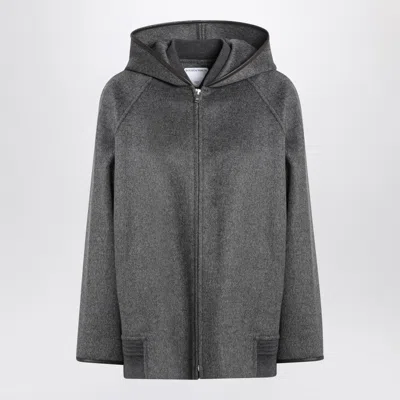 Bottega Veneta Double Wool Blouson Jacket With Leather Trims In Gray