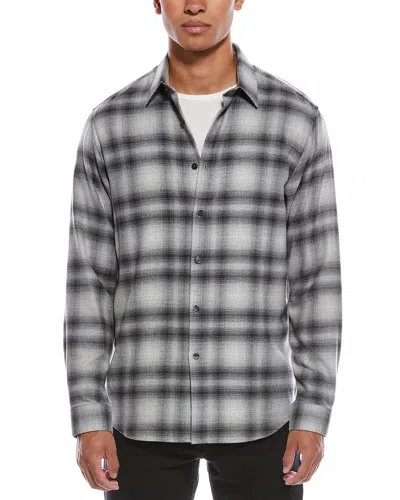 Theory Irving Plaid Cotton Flannel Button-up Shirt In Gray