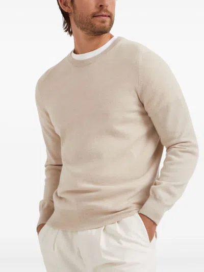 Brunello Cucinelli Crewneck Cashmere Sweater In White